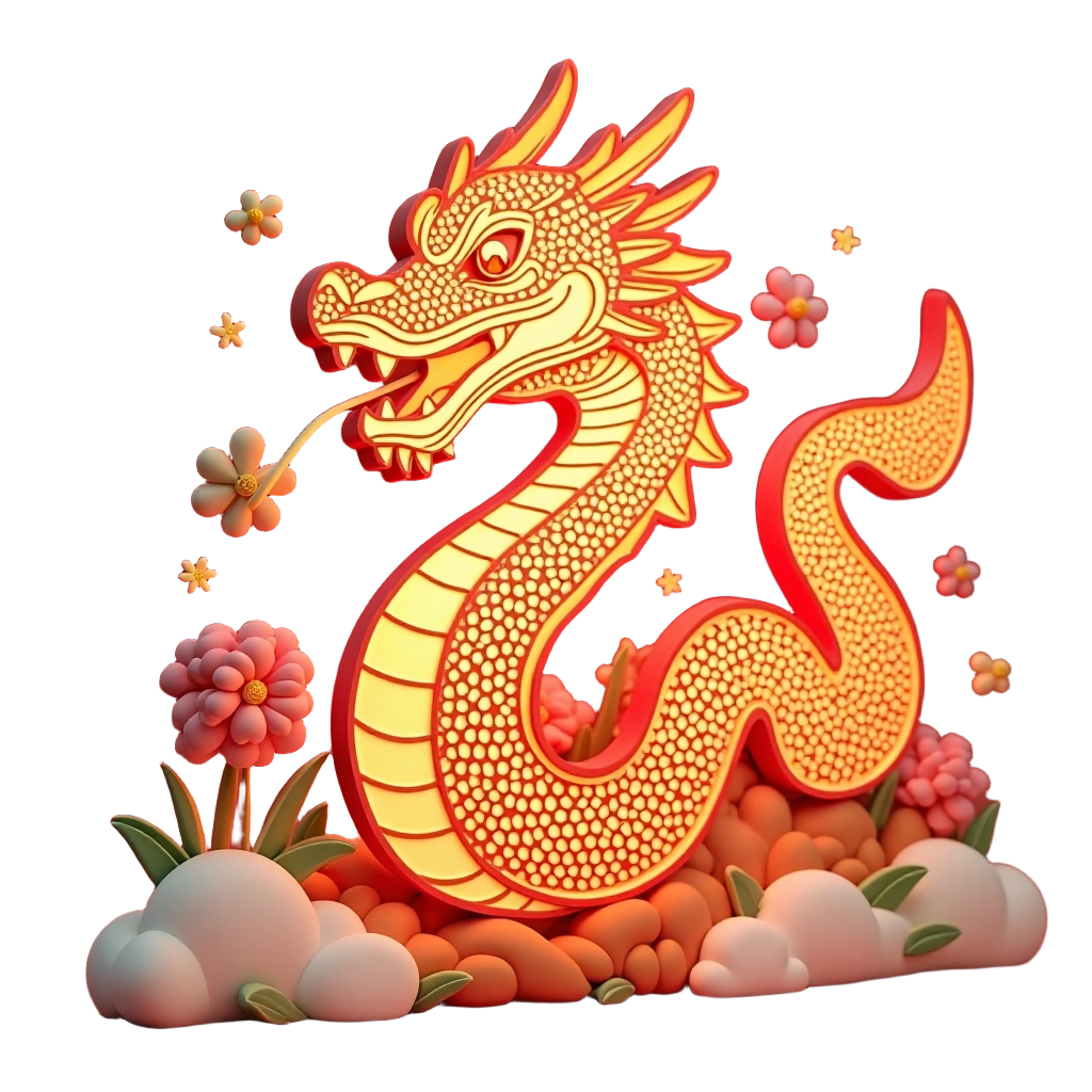 Golden Dragon in a Garden